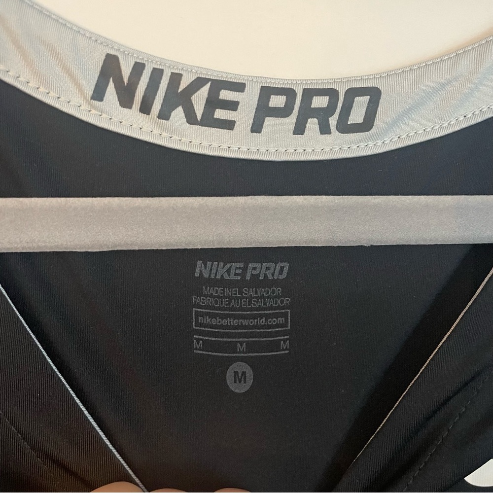 Nike Pro Dri-fit Black V-Neck Athletic Top Size M - Picture 4 of 6
